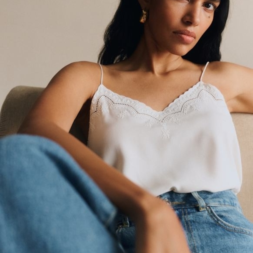 Elegant White Lace Trim Camisole